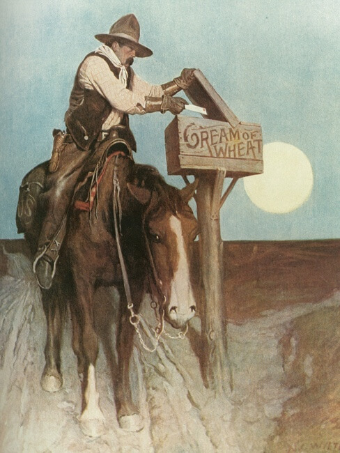 N.C. Wyeth, 1908 | Where the mail goes, Cream of Wheat goes.